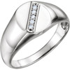 14 Karat White Gold .08 Carat Diamond Mens Oval Signet Ring