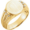 14 Karat Yellow Gold .07 Carat Diamond Mens Oval Signet Ring