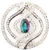 Mesmerizing Alexandrite Gemstone and Diamond Pendant With Curving Designs in 14 Karat White Gold Gold  0.56 carats, 6.47 x 4.68 mm