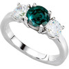 3-Stone Engagement With Super GEM Round Real 1.00 Carat Alexandrite Gem and 1 Carat  Diamond Ring