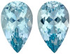 Matching Aquamarine Gemstone Pair - Pear Cut - Medium Pure Blue - 9.43 carats - 15 x 9.3mm