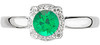 Low Price on Cut .4Carat 4.50 mm Emerald and Diamond White Gold Ring for SALE