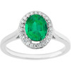 Low Price on 1.00 Carat 7.00 x 5.00 mm GEM  Columbian Emerald set in White Gold Designer Ring for SALE