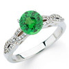 isted Shank White Gold Ring set with Intense  1Carat 6mm Tsavorite Gem and Diamonds