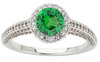 Quality Round Cut .8Carat 5.5mm Tsavorite Garnet GEM Grade Mounted in Heavy 1.45 carat Diamond Ring