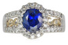 2.49 carat 7.70x6.45mm Rich Royal  Blue Sapphire set with Pave Diamonds