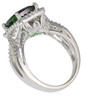 3.6Carat Blue Green Tourmaline set with Pave Diamond Ring in White Gold 14 Karat Gold