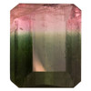 Bi Color Tourmaline Gem - Emerald Cut - Green-Pink Color - 10.27 carats - 13.99 x 12.16mm