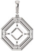 Double Framed Dangle Soiltaire Pendant Mounting for Asscher Gemstone Size 5mm to 10mm