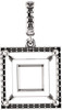 Dangle Halo Accented Pendant Mounting for Square Gemstone Size 4mm to 10mm