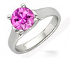 Hot 1Carat 6mm Pink Sapphire 1.00 Carat Solitaire Gemstone Ring With Chunky 14k Gold Band