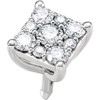 Sparkly Square Diamond Cluster Preset Peg Jewelry Finding in 14kt White Gold  9 Diamond Accents