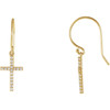 14 Karat Yellow Gold 0.17 Carat Diamond Cross Earrings