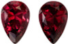 Well Matched Red Rhodolite Gem Pair - Pear Shape - Medium Raspberry Red - 12.42 carats - 14.1 x 9.6mm