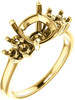 Ring Mounting for Cushion Gemstone Size 5mm to 10mm  Triple Side Accents
