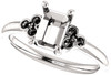 Triple Side Accent Ring Mounting For Emerald Gemstone Size 6 x 4mm to 11 x 9mm