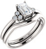Triple Side Accent Ring Mounting For Emerald Gemstone Size 6 x 4mm to 11 x 9mm