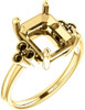Triple Side Accent Ring Mounting For Emerald Gemstone Size 6 x 4mm to 11 x 9mm