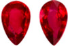 Matching Ruby Gemstone Pair - Pear Cut - Vivid Rich Red - 1.1 carats - 6.2 x 4mm