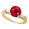 Ruby Engagement Ring With Round 1.00 Carat 6mm Natural Real GEM Grade Ruby Gem and Diamond Baguettes