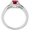 8 Prong Diamond Ring set with Low Price on .76Carat 5mm Round cut Ruby