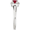 8 Prong Diamond Ring set with Low Price on .76Carat 5mm Round cut Ruby