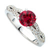 1.00 Carat GEM Ruby 6mm set in Shank Diamond Ring