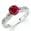 1.00 Carat GEM Ruby 6mm set in Shank Diamond Ring