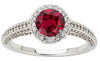 1.00 Carat 6mm Gem AAA Ruby and Pave Diamond Ring