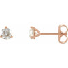 14 Karat Rose Gold 0.50 Carat Diamond 3 Prong Earrings   VS F