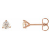 14 Karat Rose Gold 0.20 Carat Diamond 3 Prong Earrings   SI2 SI3 G H