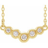 Natural Diamond Necklace in 14 Karat Yellow Gold 0.10 Carat Diamond Bezel Set V 16 inch Necklace