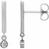 14 Karat White Gold 0.13 Carat Diamond Bar Dangle Earrings   SI2 SI3 G H Canada Mark