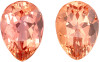 Well Matched Imperial Topaz Pair - Pear Cut - Vivid Peachy Sherry - 2.63 carats - 7.8 x 5.6mm