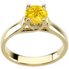 Yellow 1.00 Carat 6mm Sapphire Solitaire Engagement Ring - Bezel Set Diamond Accents