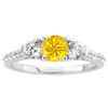 Yellow 1.00 Carat 6mm Sapphire Engagement Ring - Diamond Side Gems and Diamond Accents Along Band