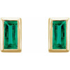 14 Karat Rose Gold Emerald Bezel Set Earrings
