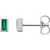 Platinum Emerald Bezel Set Earrings