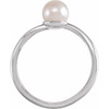 White Gold Ring 14 Karat Cultured Akoya Pearl and .015 Carat Natural Diamond Freeform Ring