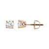 14 Karat Rose Gold 0.25 Carat Diamond Stud Earrings.