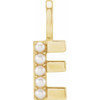 14 Karat Yellow Gold Cultured White Pearl Initial E Charm