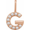 14 Karat Rose Gold Cultured White Pearl Initial G Charm