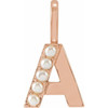 14 Karat Rose Gold Cultured White Pearl Initial A Charm