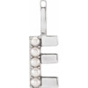 14 Karat White Gold Cultured White Pearl Initial E Charm