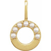 14 Karat Yellow Gold Cultured White Pearl Initial O Charm