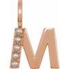 14 Karat Rose Gold Cultured White Pearl Initial M Charm