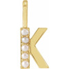 14 Karat Yellow Gold Cultured White Pearl Initial K Charm
