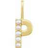 14 Karat Yellow Gold Cultured White Pearl Initial P Charm