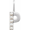 14 Karat White Gold Cultured White Pearl Initial P Charm