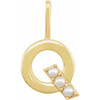 14 Karat Yellow Gold Cultured White Pearl Initial Q Charm